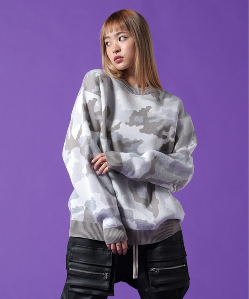 DANKE SCHON(ダンケシェーン)の「【WEB&DEPOT限定】DankeSchon/ダンケシェーン/CAMO CREWNECK KNIT(ニット/セーター・レディース・ブラック/グレー・M/XL/L)」の14枚目の写真
