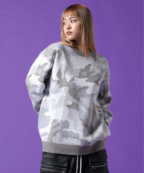 DANKE SCHON(ダンケシェーン)の「【WEB&DEPOT限定】DankeSchon/ダンケシェーン/CAMO CREWNECK KNIT(ニット/セーター・レディース・ブラック/グレー・M/XL/L)」の15枚目の写真