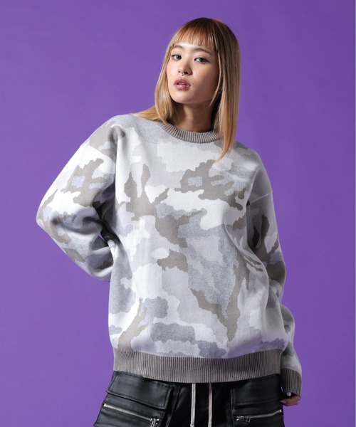 DANKE SCHON(ダンケシェーン)の「【WEB&DEPOT限定】DankeSchon/ダンケシェーン/CAMO CREWNECK KNIT(ニット/セーター・レディース・ブラック/グレー・M/XL/L)」の16枚目の写真