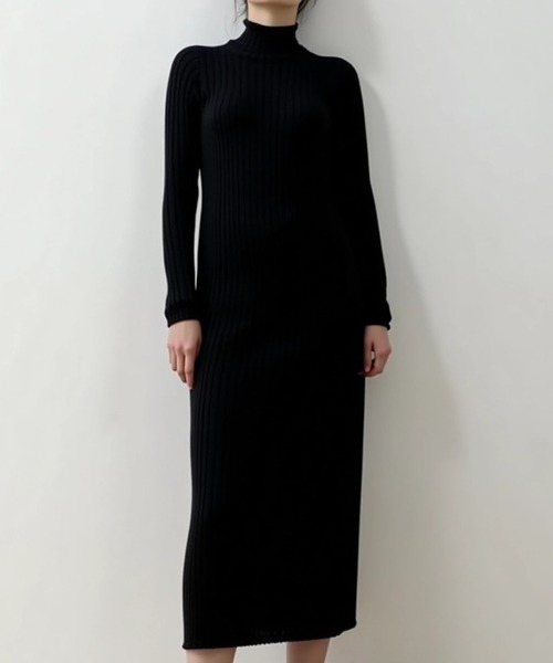 セール】ハイネックリブニットワンピース（ワンピース）｜cammie
