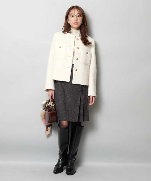 JUSGLITTY（ジャスグリッティー）の「サイドプリーツミニスカート（スカート・レディース・ブラウン/ブラック・0/1/2）」の4枚目の写真