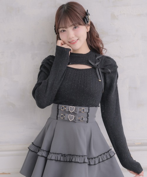 ROJITA(ロジータ)の「レースアップデコルテ開きケーブルニットトップス(ニット/セーター・レディース・ホワイト/ピンク/ブラック・FREE)」の16枚目の写真