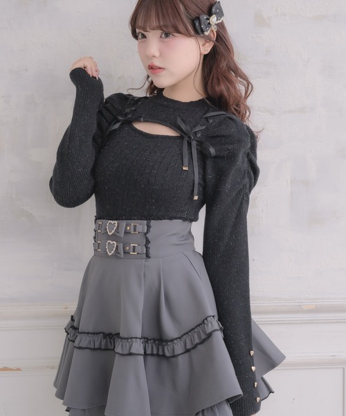 ROJITA(ロジータ)の「レースアップデコルテ開きケーブルニットトップス(ニット/セーター・レディース・ホワイト/ピンク/ブラック・FREE)」の21枚目の写真