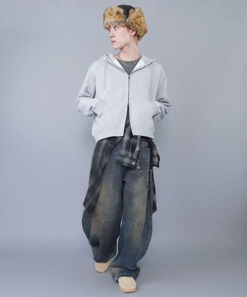 SPINNS（スピンズ）の「2WAY合皮フライトキャップ/防寒/耳当て付き/アビエーター/ユニセックス（キャップ・メンズ・ブラック/ブラウン・ONESIZE）」の3枚目の写真