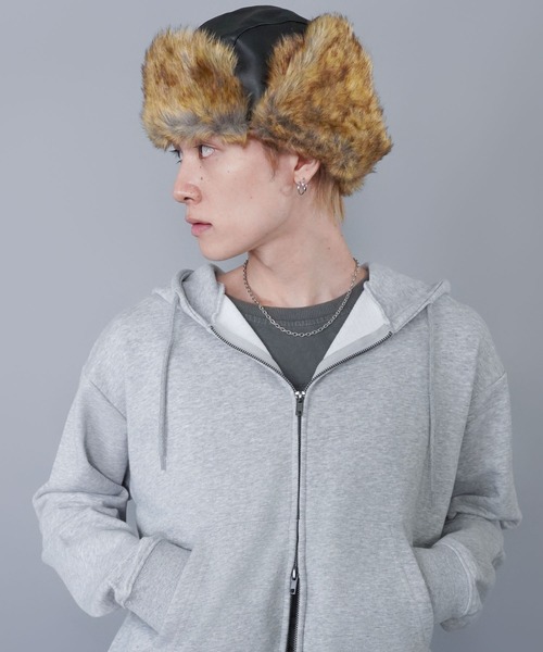 SPINNS（スピンズ）の「2WAY合皮フライトキャップ/防寒/耳当て付き/アビエーター/ユニセックス（キャップ・メンズ・ブラック/ブラウン・ONESIZE）」の8枚目の写真