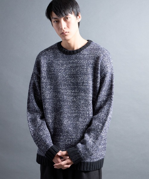 Magine(マージン)の「【SELECT】PF:AC MIX COLOR CREW NECK KNIT/ミックカラー クルーネックニット(ニット/セーター・メンズ・ネイビー・1)」の1枚目の写真