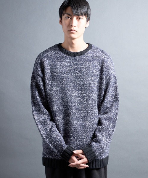 Magine(マージン)の「【SELECT】PF:AC MIX COLOR CREW NECK KNIT/ミックカラー クルーネックニット(ニット/セーター・メンズ・ネイビー・1)」の4枚目の写真