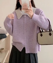 Forcement（フォースメント）の「ダブルジップポロ衿ニットカーディガン（ブルゾン）」