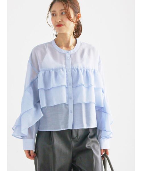 Te chichi（テチチ）の「シアーフリルティアードブラウス（シャツ/ブラウス・レディース・ピンク/サックスブルー・F）」の2枚目の写真