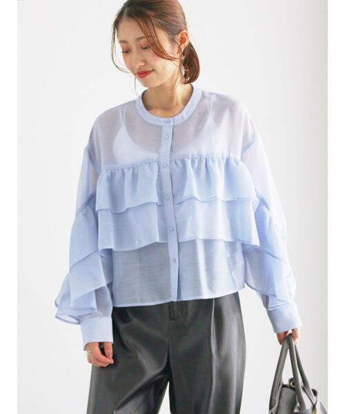 Te chichi（テチチ）の「シアーフリルティアードブラウス（シャツ/ブラウス・レディース・ピンク/サックスブルー・F）」の13枚目の写真