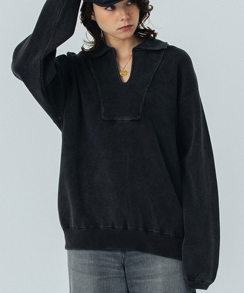 ROSE BUD（ローズバッド）の「PIGMENT DYED KNIT TOP（ニット/セーター・レディース・ブラック/ベージュ/ピンク・ONE SIZE）」の2枚目の写真