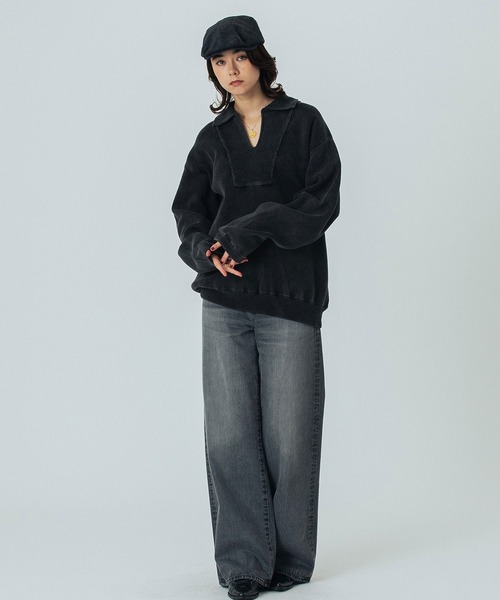 ROSE BUD（ローズバッド）の「PIGMENT DYED KNIT TOP（ニット/セーター・レディース・ブラック/ベージュ/ピンク・ONE SIZE）」の21枚目の写真