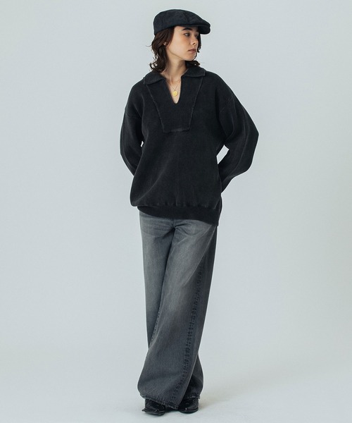 ROSE BUD（ローズバッド）の「PIGMENT DYED KNIT TOP（ニット/セーター・レディース・ブラック/ベージュ/ピンク・ONE SIZE）」の22枚目の写真