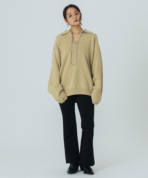 ROSE BUD（ローズバッド）の「PIGMENT DYED KNIT TOP（ニット/セーター・レディース・ブラック/ベージュ/ピンク・ONE SIZE）」の15枚目の写真