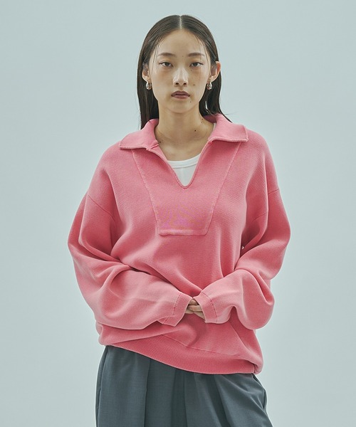 ROSE BUD（ローズバッド）の「PIGMENT DYED KNIT TOP（ニット/セーター・レディース・ブラック/ベージュ/ピンク・ONE SIZE）」の4枚目の写真