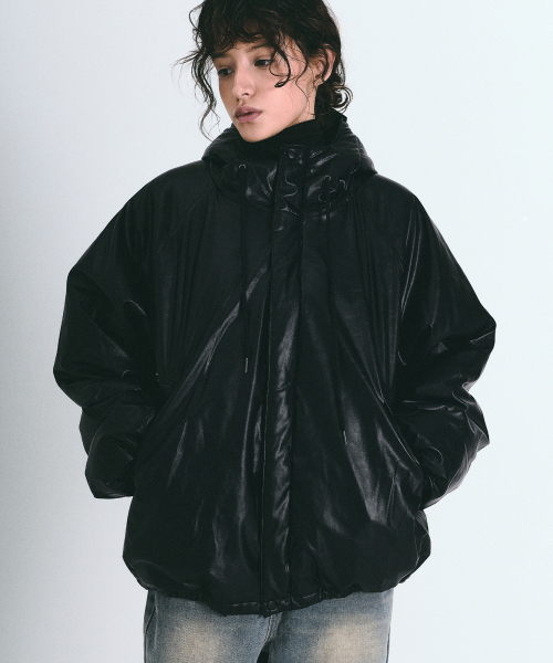 NICK&NICOLE（ニックアンドニコール）の「HOODY GLOW LEATHER PADDING_BLACK（ダウンジャケット/コート・レディース・その他・FREE）」の2枚目の写真