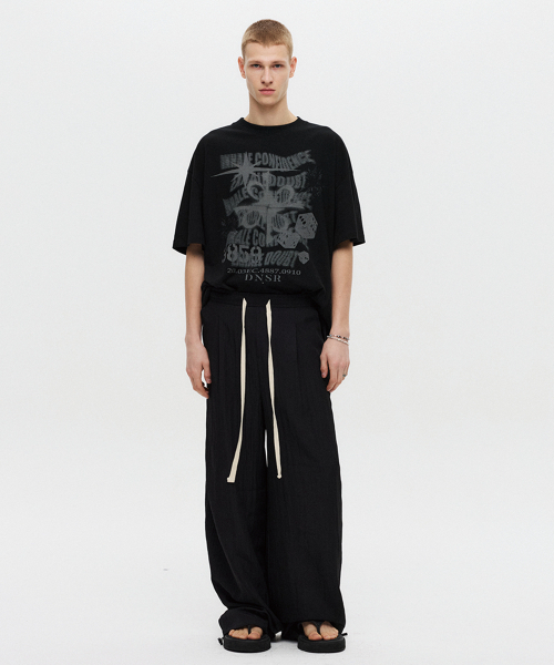 DNSR(ディーエヌエスアール)の「サマー ワンタック ワイドパンツ ブラック(その他パンツ・メンズ・その他・SMALL/MEDIUM/LARGE)」の2枚目の写真