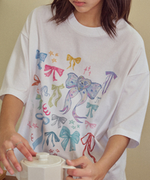 CPGN STUDIO（コンパーニョ）の「DTPファンシーリボン半袖Tシャツホワイト（Tシャツ/カットソー）」