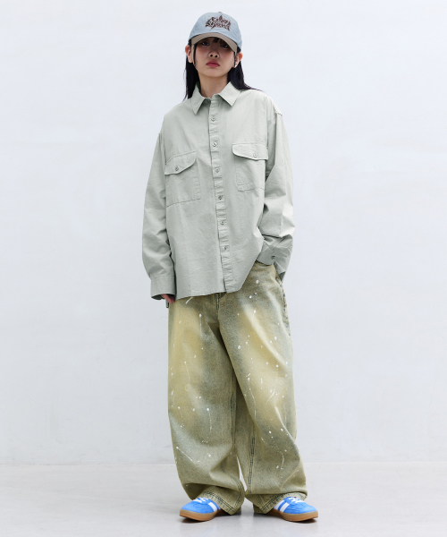 F.ILLUMINATE（フィルミネイト）の「スプラッシュウォッシングワイドデニムパンツ-ライトインディゴ（デニムパンツ・レディース・その他・MEDIUM/LARGE/SMALL）」の5枚目の写真