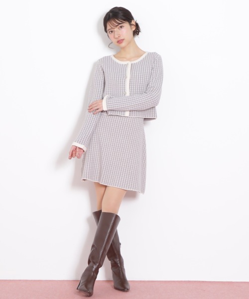 ❣️アルチビオセーター❣️スカート❣️セットアップ ◇千鳥ジャガードニットセットアップ（ワンピース）｜JILL by JILL