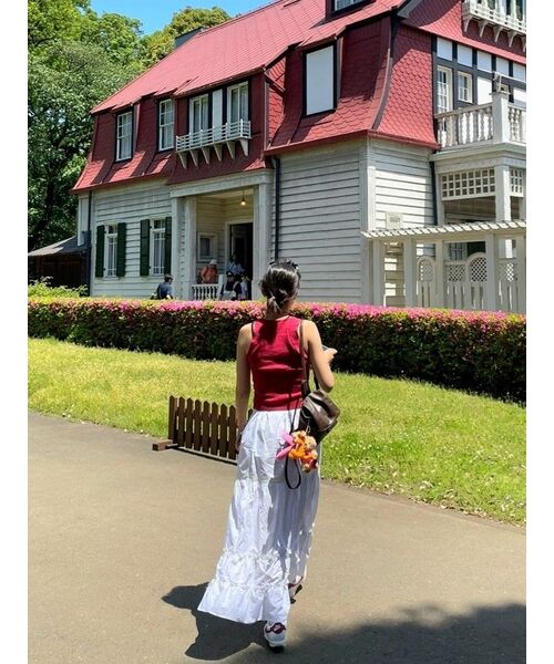 SINOON(シヌーン)の「SCALLOP PUNCHING KNIT SLEEVELESS (RED)(ニット/セーター・レディース・レッド・FREE)」の5枚目の写真