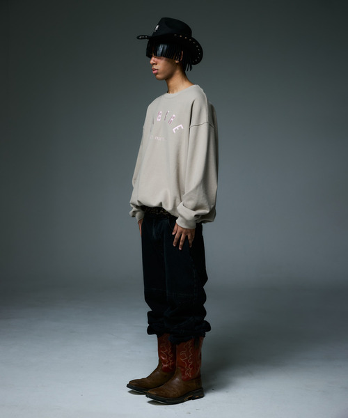LIBERE（リベーレ）の「LIBERE リベーレ / LOGO CREWNECK SWEAT ビッグシルエットロゴ刺繍クルーネックスウェット / 255218-255219（スウェット・メンズ・ブラック/ブラウン・MEDIUM/LARGE）」の14枚目の写真