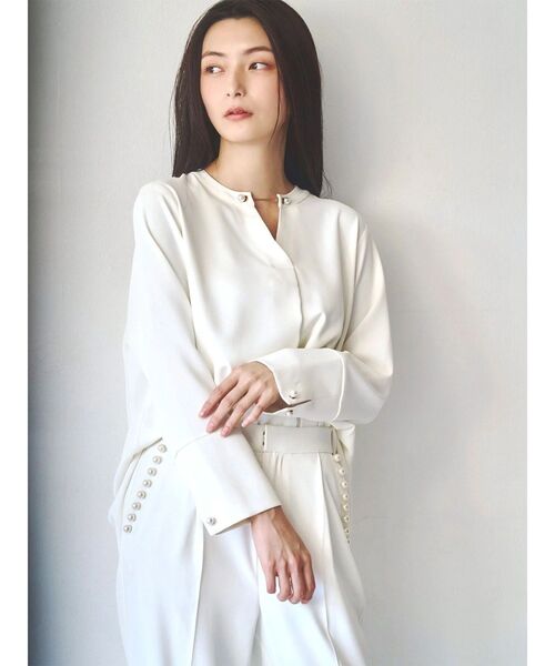 TONAL(トーナル)の「パールバーブラウス(シャツ/ブラウス・レディース・ブラック/オフホワイト・MEDIUM)」の12枚目の写真