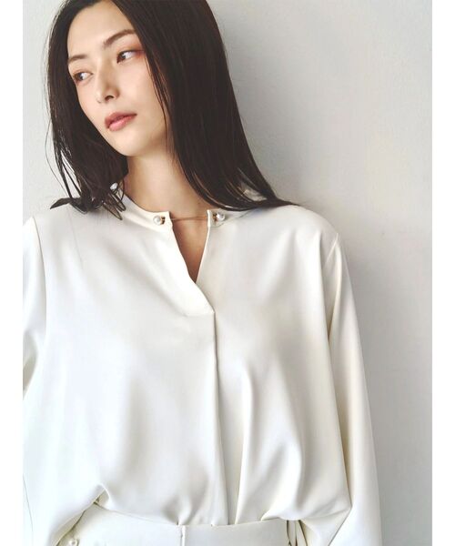 TONAL(トーナル)の「パールバーブラウス(シャツ/ブラウス・レディース・ブラック/オフホワイト・MEDIUM)」の15枚目の写真