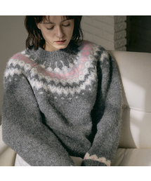 VANONE ATELIER（バノンアトリエ）の「KN4256 ノルディックラウンドニット_チャコール（ニット/セーター）」