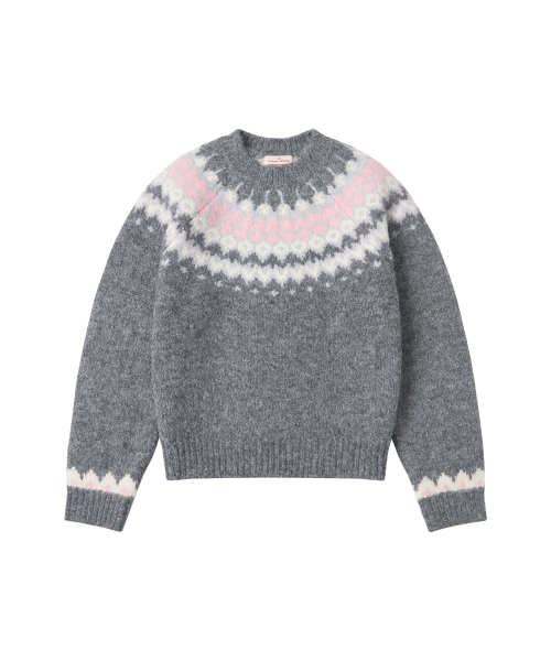 VANONE ATELIER（バノンアトリエ）の「KN4256 ノルディックラウンドニット_チャコール（ニット/セーター・レディース・チャコール・FREE）」の2枚目の写真