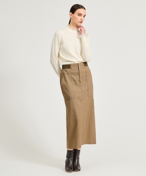 ESTNATION / スモッキングフリルネックニット（ニット/セーター