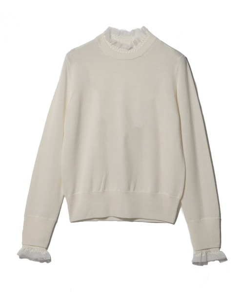 ESTNATION / スモッキングフリルネックニット（ニット/セーター