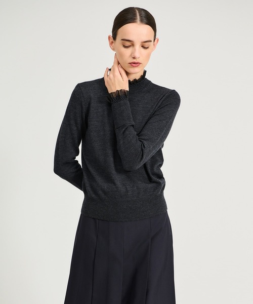 ESTNATION / スモッキングフリルネックニット（ニット/セーター