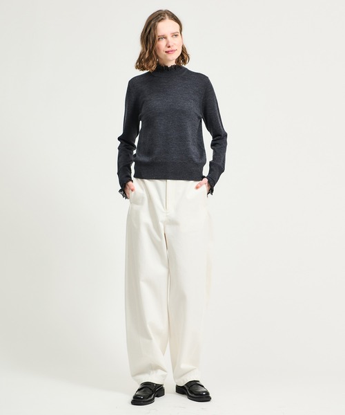 ESTNATION / スモッキングフリルネックニット（ニット/セーター