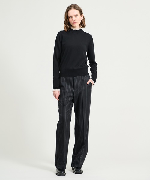 ESTNATION / スモッキングフリルネックニット