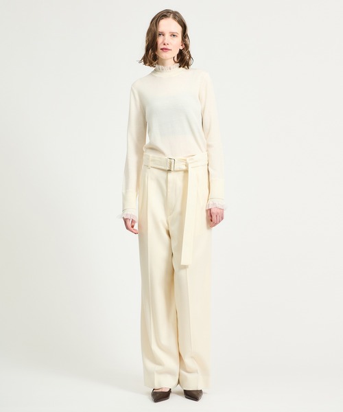 ESTNATION / スモッキングフリルネックニット（ニット/セーター