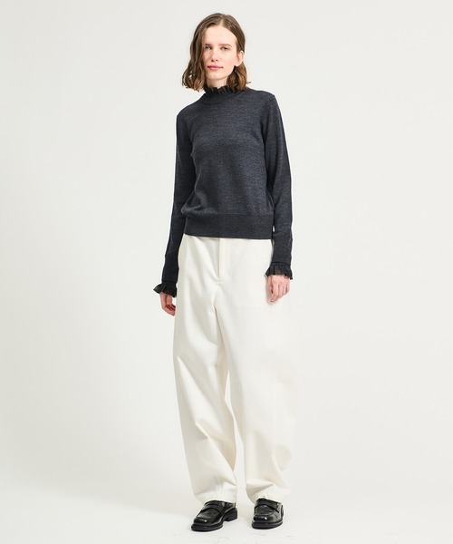 ESTNATION / スモッキングフリルネックニット（ニット/セーター