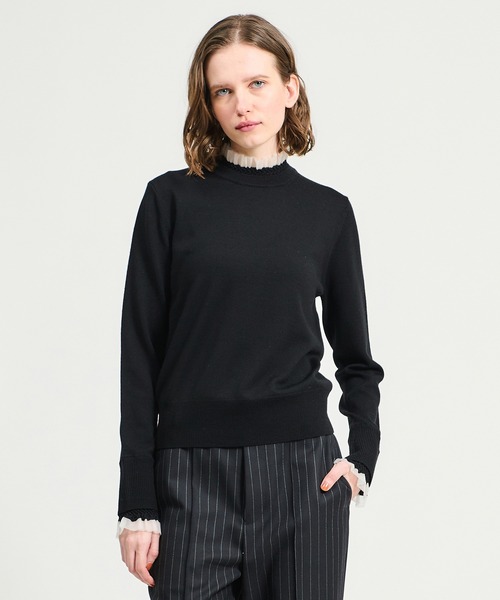 ESTNATION / スモッキングフリルネックニット（ニット/セーター