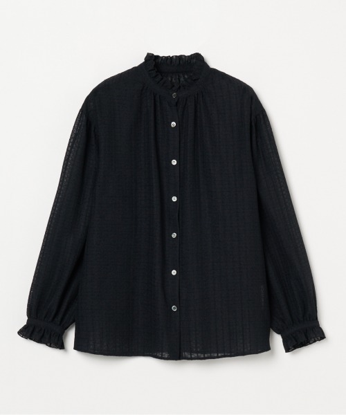 HELIOPOLE(エリオポール)の「RACE FRILL COLLAR BLOUSE(シャツ/ブラウス・レディース・ブラック/ホワイト・38)」の2枚目の写真