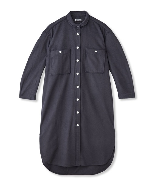 LA MARINE FRANCAISE（マリン フランセーズ）の「ウールジャージーシャツワンピース（ワンピース・レディース・ベージュ/ネイビー/ブルー・FREE）」の2枚目の写真