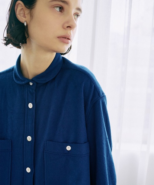 LA MARINE FRANCAISE（マリン フランセーズ）の「ウールジャージーシャツワンピース（ワンピース・レディース・ベージュ/ネイビー/ブルー・FREE）」の5枚目の写真