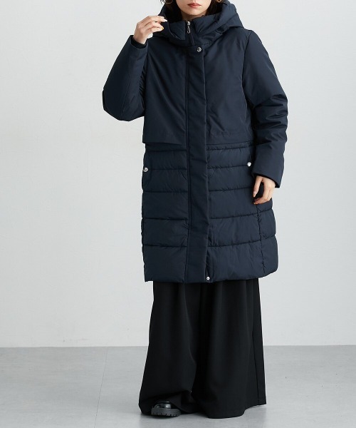 定価9万✨19AW 切り替えダウンコート 異素材 フード付き ネイビー 定価9万✨19AW 切り替えダウンコート 異素材 フード付き ネイビー