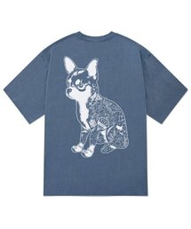 KTPN0087 チキノドッグ ピグメント 半袖Tシャツ - ブルー