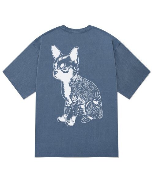 KAN6312(カン6312)の「KTPN0087 チキノドッグ ピグメント 半袖Tシャツ - ブルー(Tシャツ/カットソー・メンズ・その他・MEDIUM/LARGE/X-LARGE)」の1枚目の写真