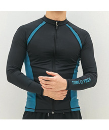 TUBE TREE（チューブツリ―）の「男性用 配色ジップアップラッシュガード 上着 A516 コーラルブルー（ラッシュガード）」