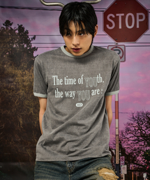 MIDSUN（ミッドサン）の「Perenne Youth Ringer Tee-Charcoal（Tシャツ/カットソー）」