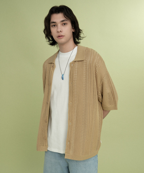 COVERNAT(カバーナット)の「クロシェハーフニットシャツ ベージュ(シャツ/ブラウス・レディース・その他・SMALL/MEDIUM/LARGE/X-LARGE)」の4枚目の写真