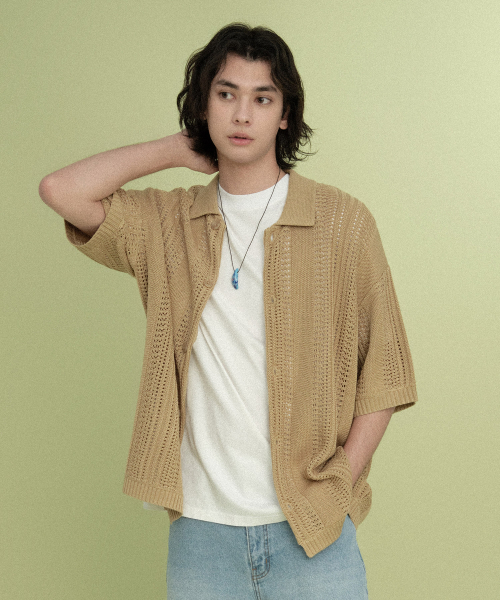 COVERNAT(カバーナット)の「クロシェハーフニットシャツ ベージュ(シャツ/ブラウス・レディース・その他・SMALL/MEDIUM/LARGE/X-LARGE)」の5枚目の写真