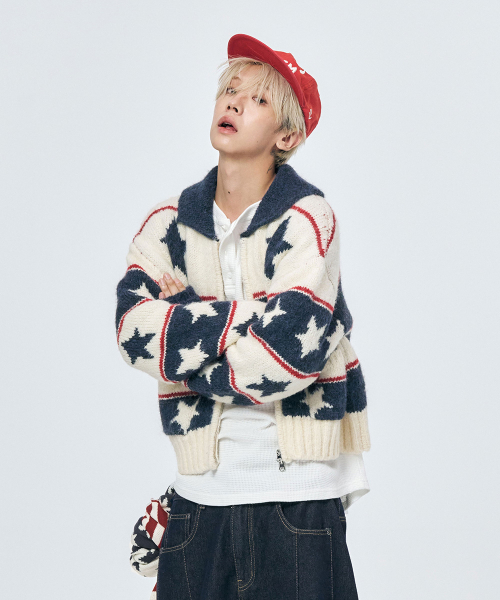 STARS COWICHAN ZIP CARDIGAN NAVY（カーディガン/ボレロ）｜SCHISM