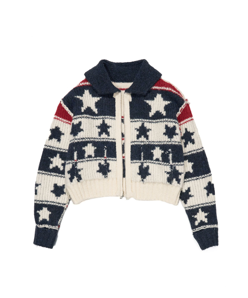 SCHISM INDUCING(スキズムインデューシング)の「STARS COWICHAN ZIP CARDIGAN NAVY(カーディガン/ボレロ・レディース・その他・OS)」の4枚目の写真